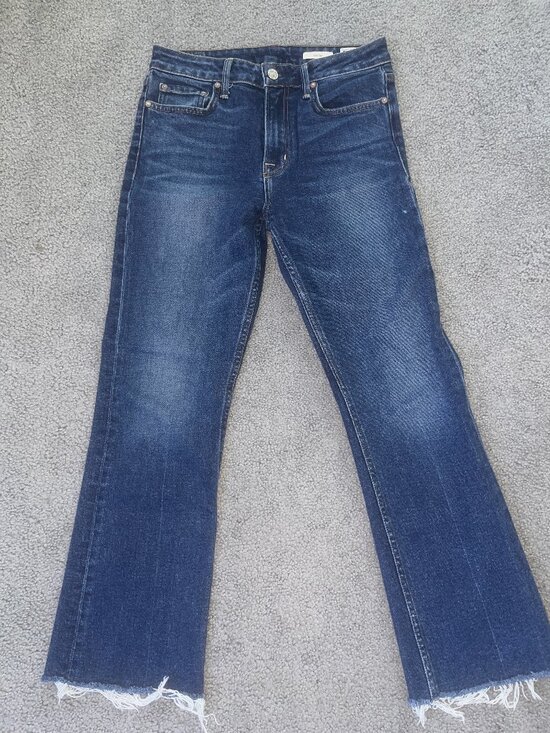 No End / Noend Denim - NOEND NO END Denim Farrah Mid Rise Kick Flare Raw Hem Cropped Jeans  -EUC - 28